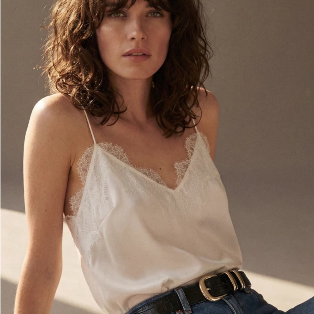Cami NYC Cream Lace Trim Cami